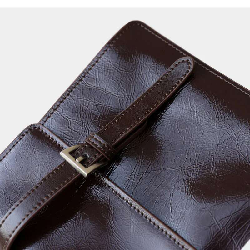 2025 New Fashionable Shoulder Genuine Versatile Postman Organ bag genuine Leather Buckle Bag for Women