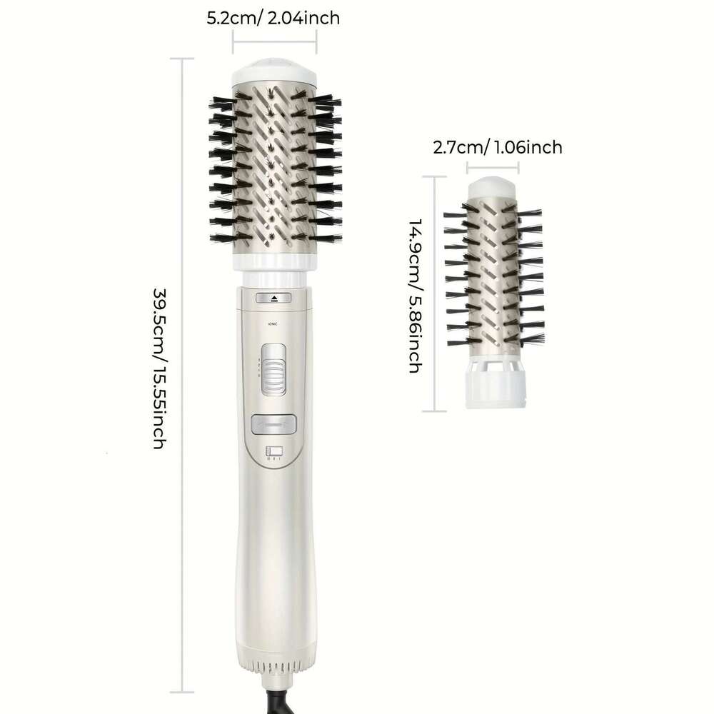 Hair Dryer 3-in-1 Rotating Round Hot Air Spin Set with 2 Brushes Blow Volumizer Auto-Rotating Curling Brush
