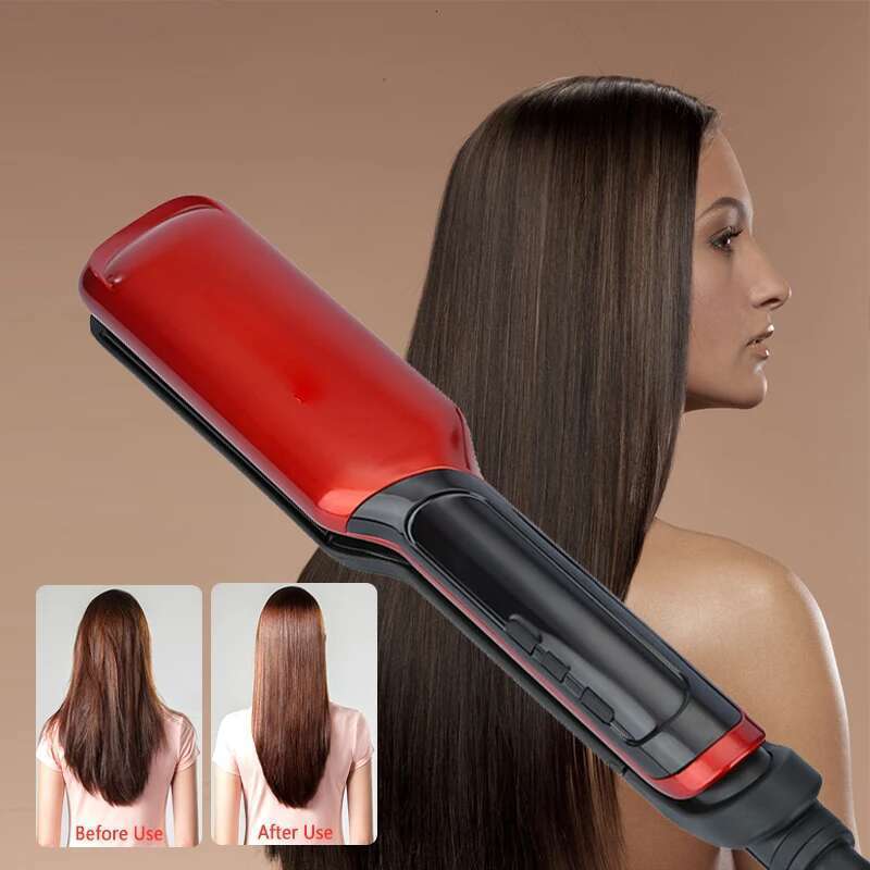 Kemei Professional Hair Straightener Irons LED Display Ceramic Flat Iron Wide Plates Chapinha Para Cabelo Adjustable Temperature