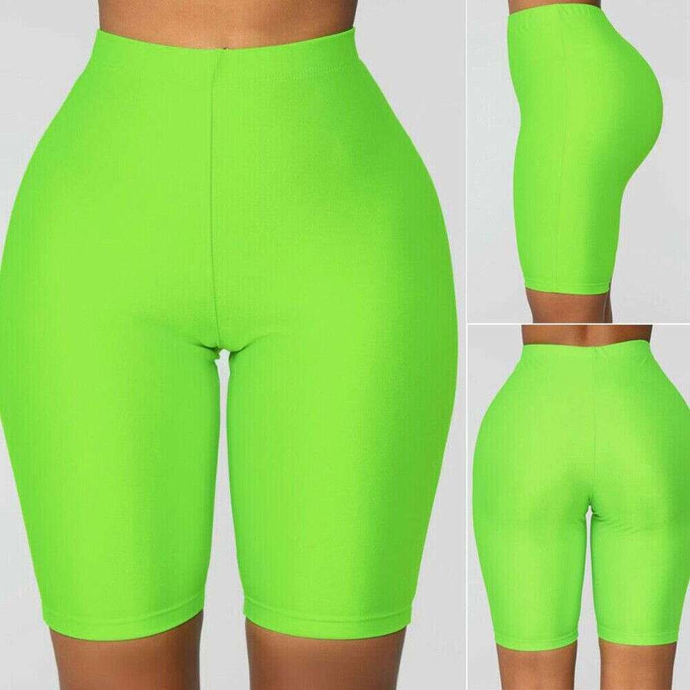 European and American high waisted fluorescent shorts five quarter pants women's 2025 new casual versatile fashion clothing