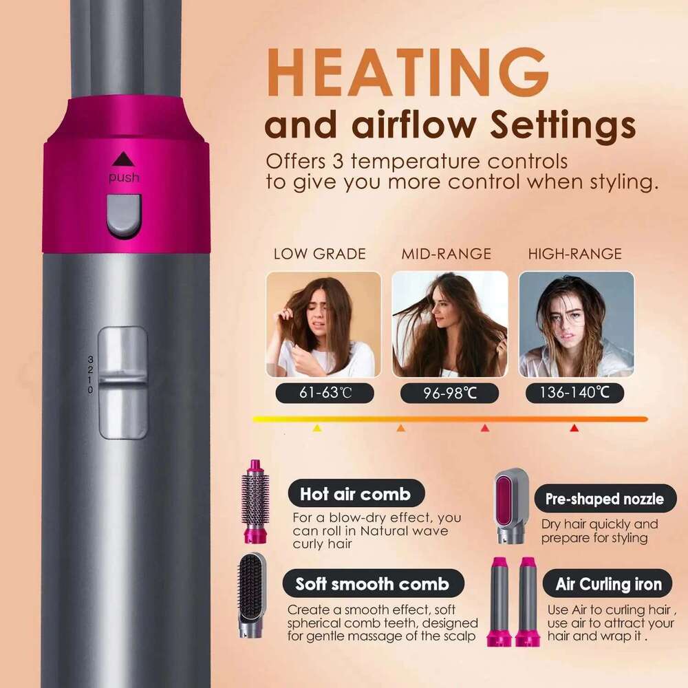 Professional Styling Comb Hairdryer 5 In 1 Dryer Hair straightening Brush 1000W Hot Air Brushes