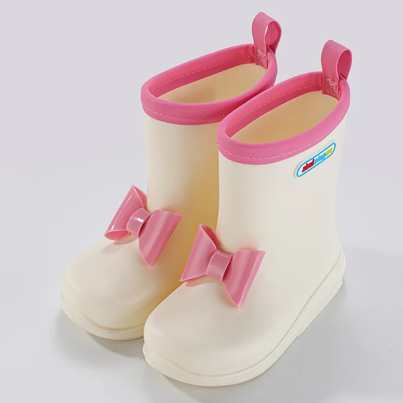 Girls Rain Boots Versatile Soft Waterproof Bow Sweet Princess Four Seasons Cute Kindergarten Children Casual Rainy Day Shoes 250515