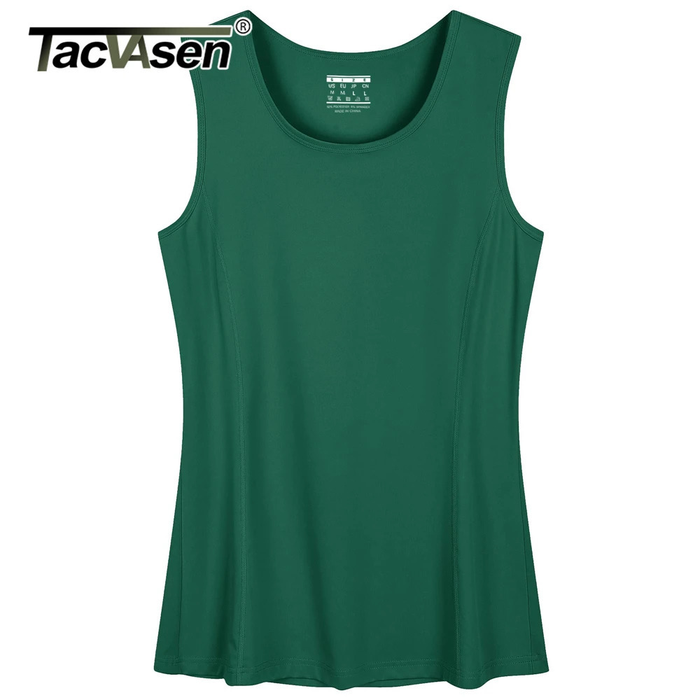 TACVASEN Summer Quick Dry Training Tank Tops Womens Crew Neck Vest Sleeveless Tshirts Breathable Running Workout Tee 250515