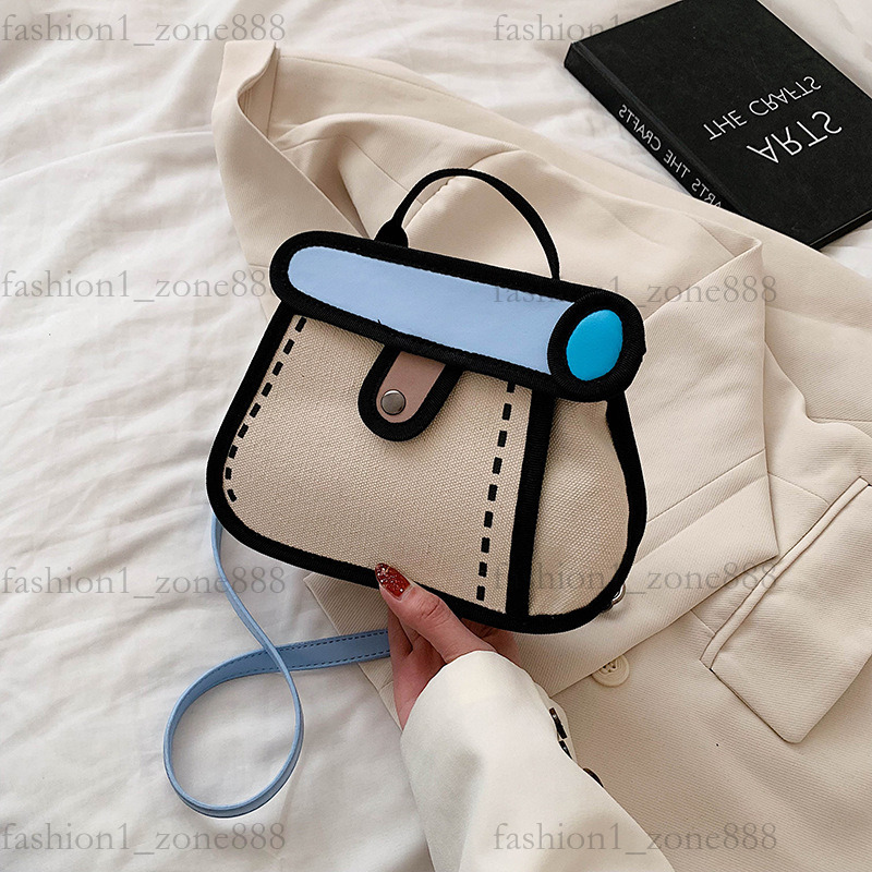Super Cute Designer Bag Fashion 2D Cartoon Tote Bag High Quality Canvas Handbag Luxury Mini Shoulder Bags Outdoor Beach Party Holiday Gift Summer Godd