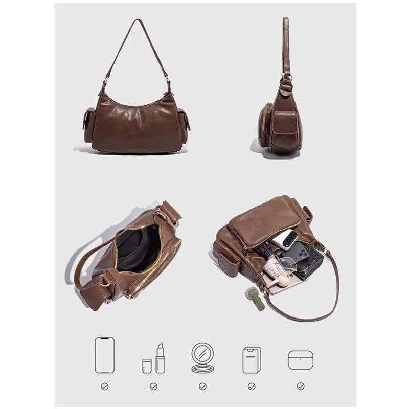 2025 niche new high-end functional multi pocket motorcycle bag single shoulder crossbody armpit bag