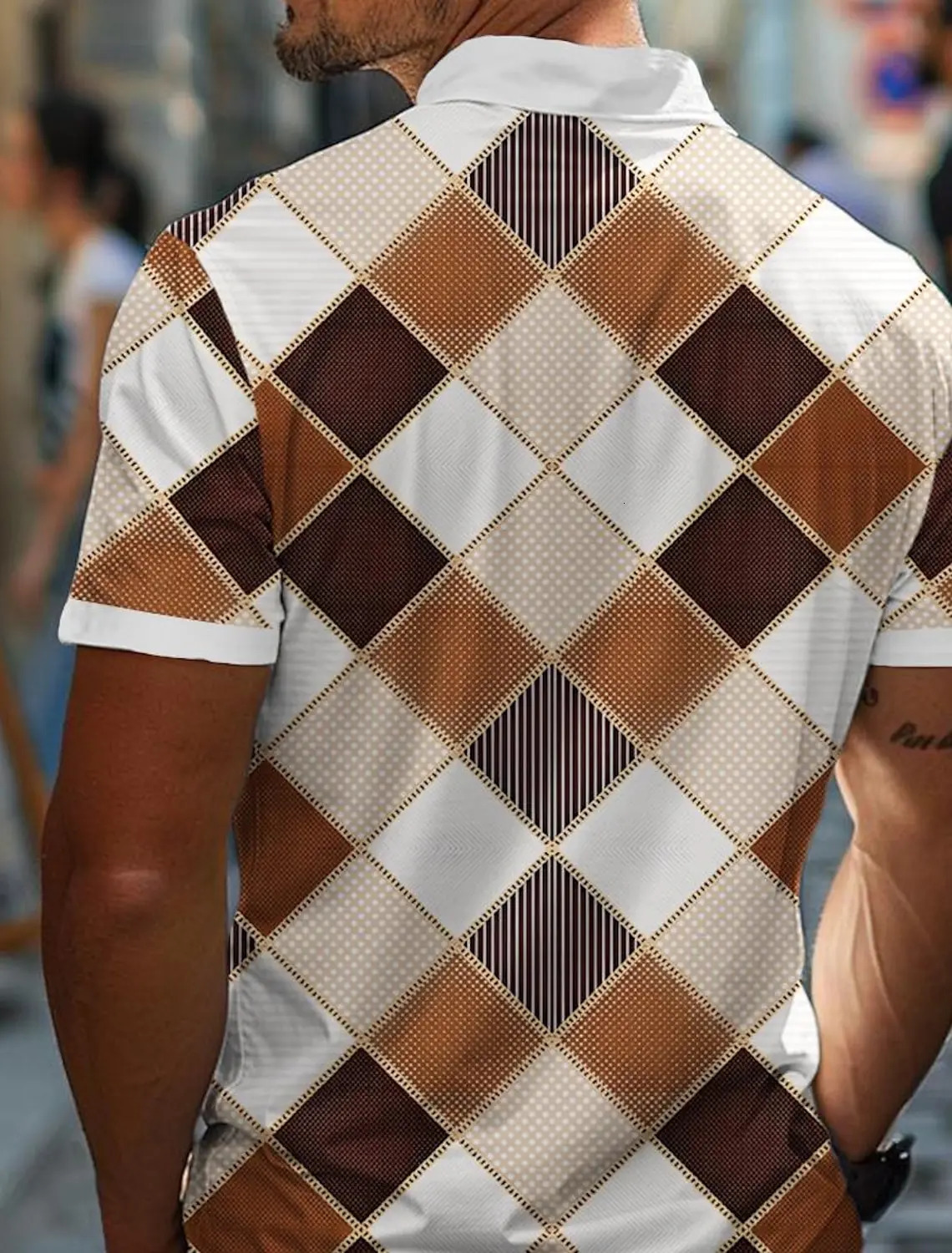 Plaid MenSportswear 3D Printed Polo Shirt Formal Streetwear Short Sleeve Cuffed Spring and Summer Micro Stretch Lapel 250513Z