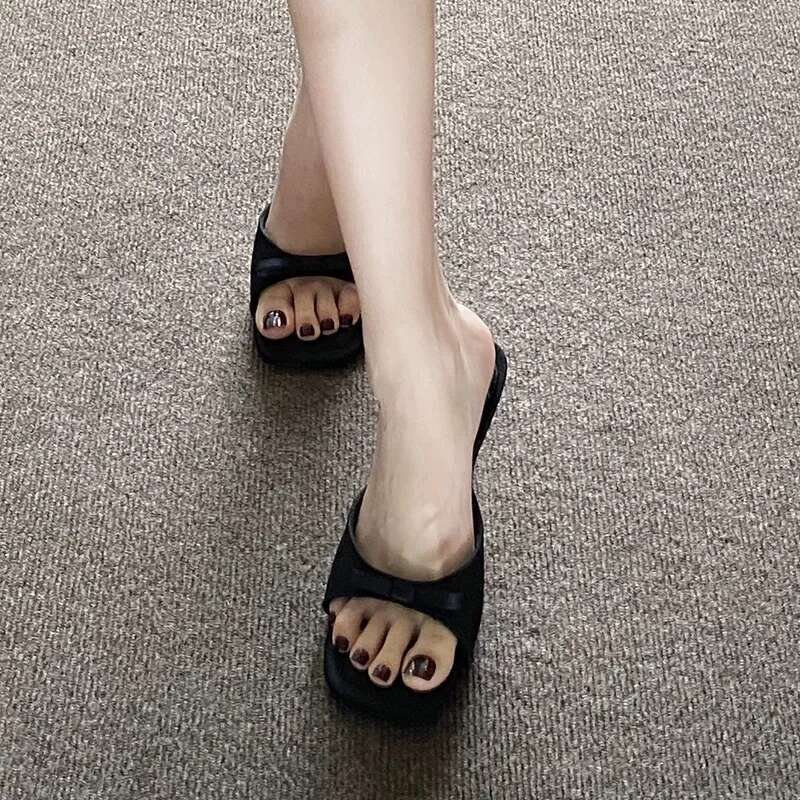 2025 Summer Leopard High Heel Women Slippers Fashion Open Toe Design Style Banquet Party Sandals Shoes