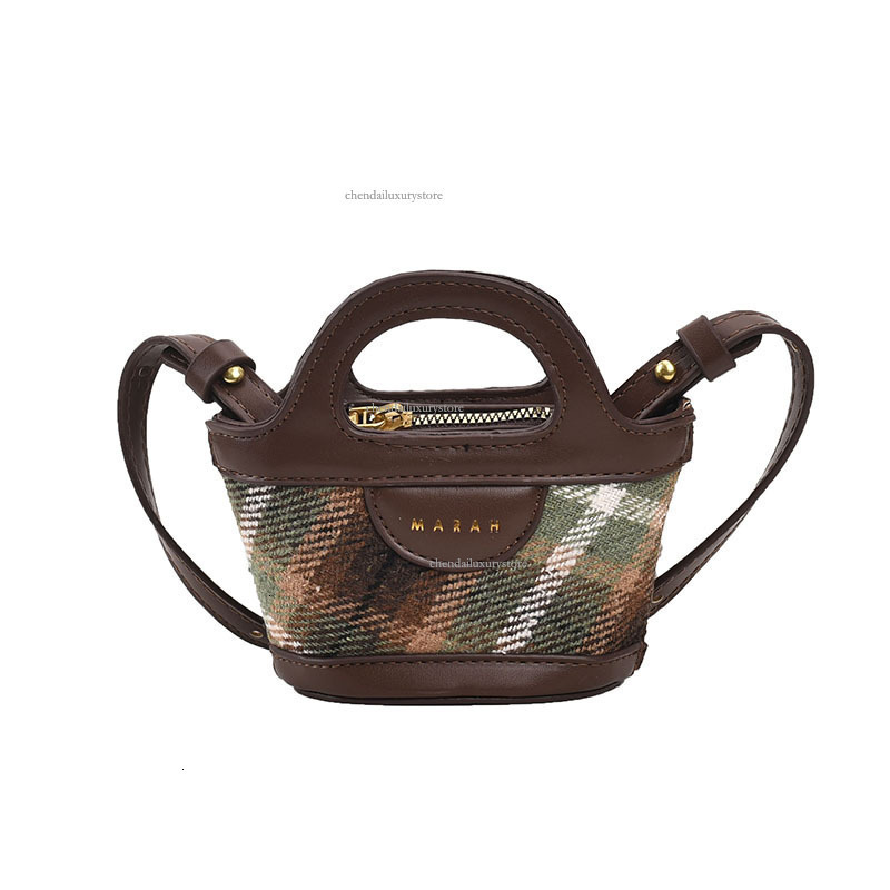2025 Free Shipping Designer Women's Bag New Children's Mini Bucket Handbag Fashion Korean Version Comparison Diamond Grid Single Shoulder Cr