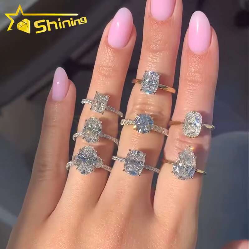 Custom CVD/HPHT Lab Diamonds Luxury 10K Real Gold Cluster Pave Half Band Moissanite Diamonds Wedding/Engagement Rings