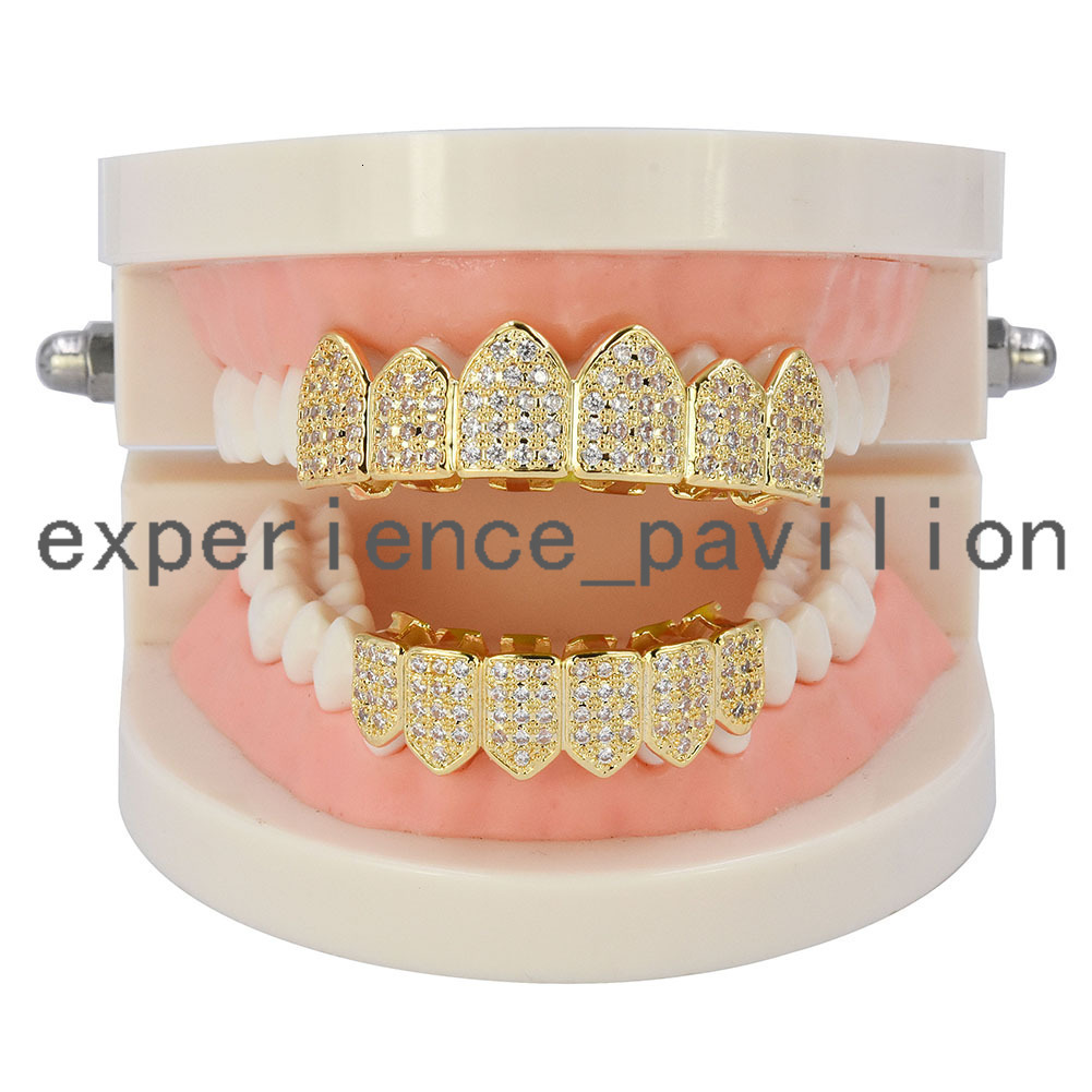 Custom Bling Hip Hop Jewelry moissanite Diamond Dental Gills Top and Bottom Set 18k Gold Teeth Grillz