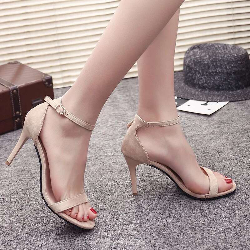 2025 Summer Suede Hollow High Stiletto Fashion Sandles Women Heels Ladies Shoes Women's Sandals