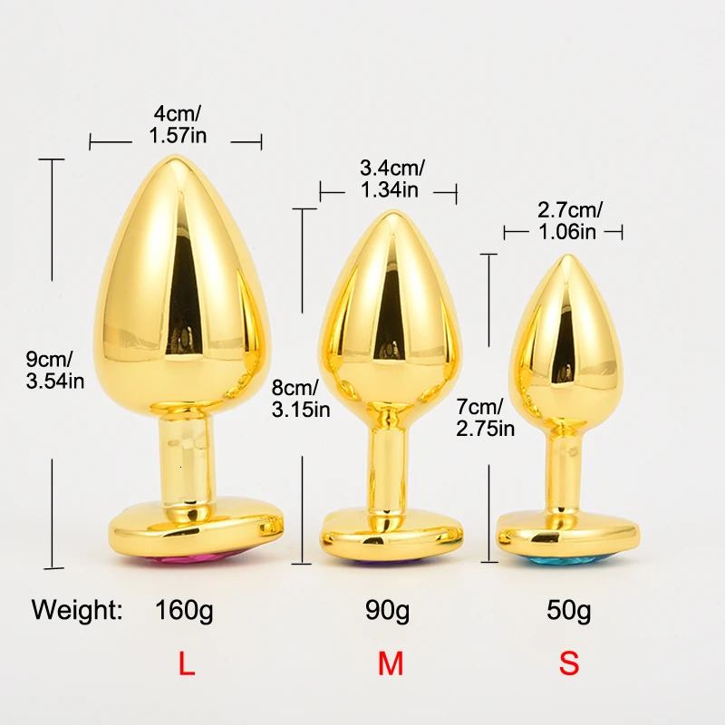 Golden Stainless Steel Anal Plug Crystal Anal Toys Female Adult Sex Products Mens Butt Plug Anal Trainer for Couples 3 Sizes 250515