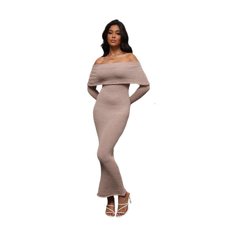 White Dress Maxi Dress 2025 New French Beach Sleeve Knitted One Shoulder Dress Long Skirt For Women KQ