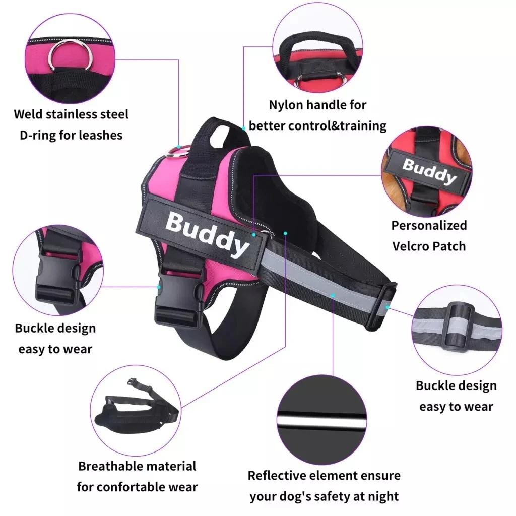 1PC Dog Harness NO PULL Reflective Breathable Pet Harness Vest For Small Large Dog outdoor Walk Training Accessories