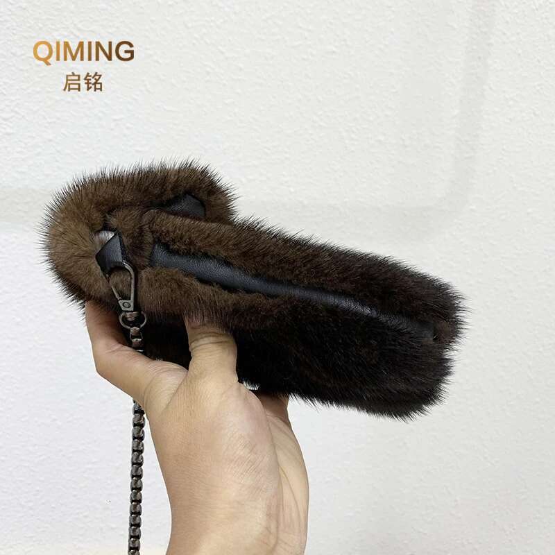 100% Real Mink Fur Crossbody Bags For Women Autumn Winter Plush Purses And Handbags Female Phone Shoulder Bag Girls Wallet