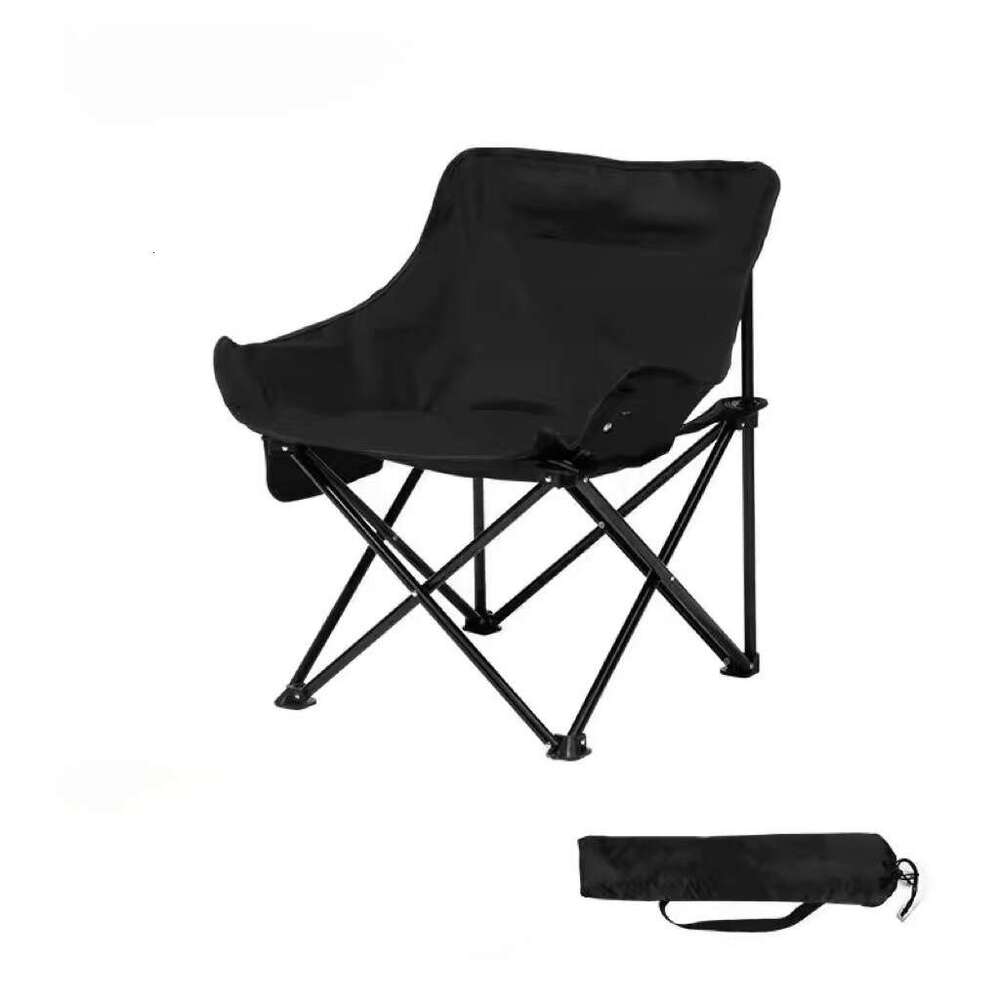 Outdoor folding chair set, portable, thickened, widened moon sedentary camping, fishing chair, barbecue, coffee shop
