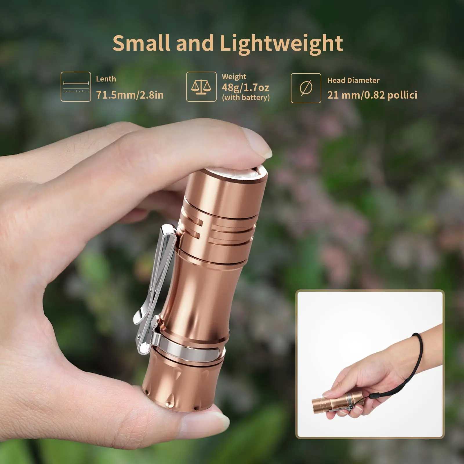 Working TS10 V2 Copper Powerful Mini 14500 EDC Flashlight with 3* 90 CRI LEDs and RGB Aux LEDs Max 1400LM Pocket IPX8 Torch Z250514