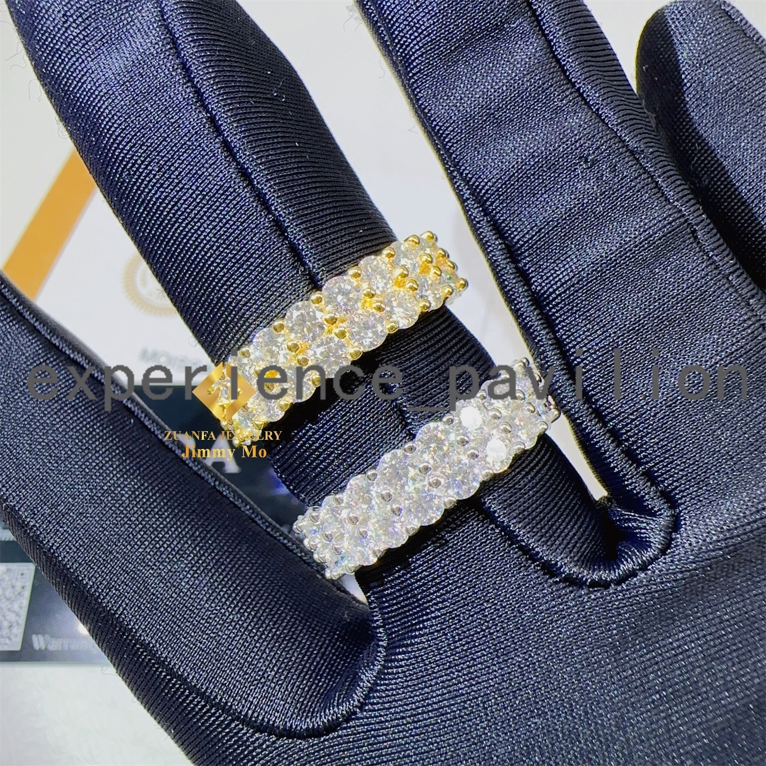 6mm Width Two Rows Diamond Silver 925 Rings Fine Jewelry Fashion Iced Out Vvs Moissanite Diamond Band Ring