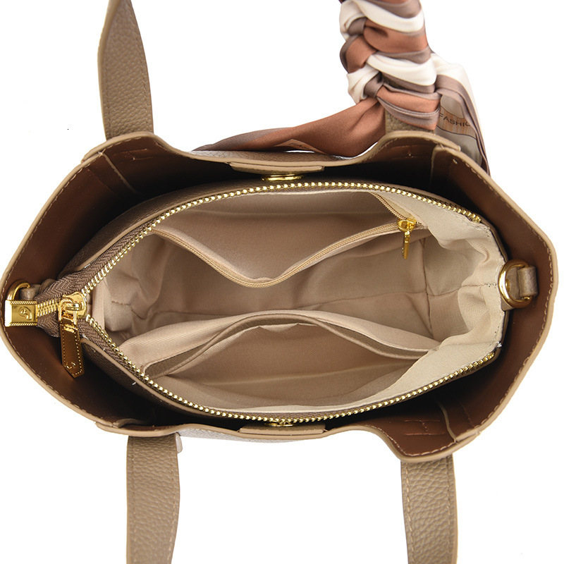 New Large Capacity Tote Bag for Women, Fashion Handheld Silk Scarf, Designer Basket Bag, Multi functional Single Shoulder Crossbody Bag, Solid Color R