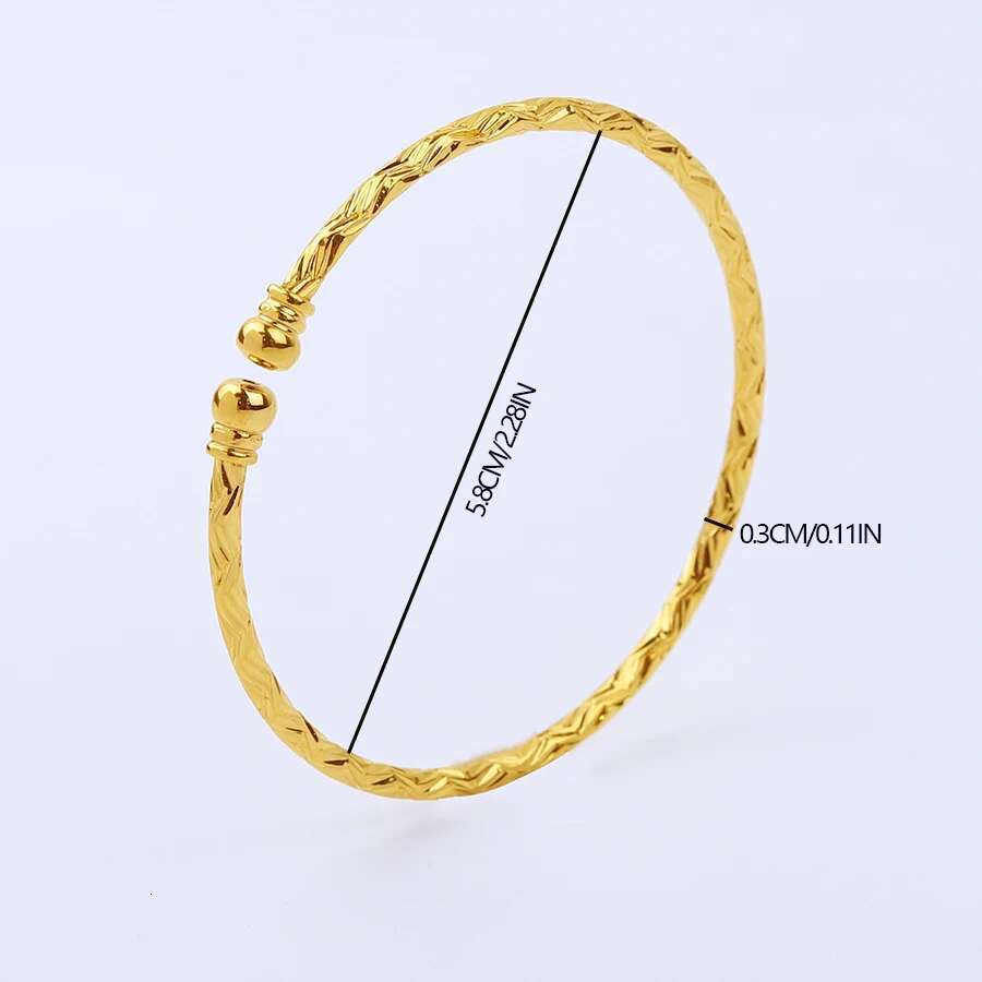 3Mm/6Pcs Ethiopian Wedding Bride Gift Gold Color Indian Bangles Dubai Jewelry For Women Africa Ball Jewellery Beads Bracelet