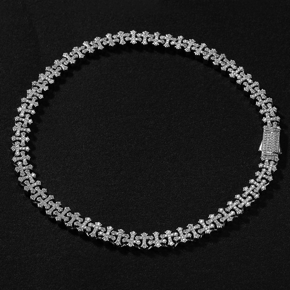 11.5mm High Quality Hip Hop Cross Tennis Chain Necklace Bracelets 5A Zircons Religion Jewelry