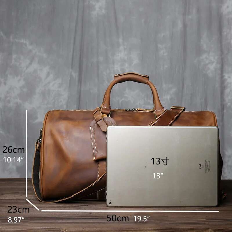 New Retro Male Carry-On Europe And America Crazy Horse Leather Travel Layer Cowhide Large Capacity Single Shoulder Bag