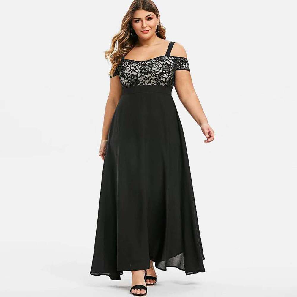 Plus Size Dresses for Woman Elegant Devise Dress Designer Tender Vestidos Festival Skirt Spring summer Large One Shoulder Flower Lace Strap Chiffon Dr