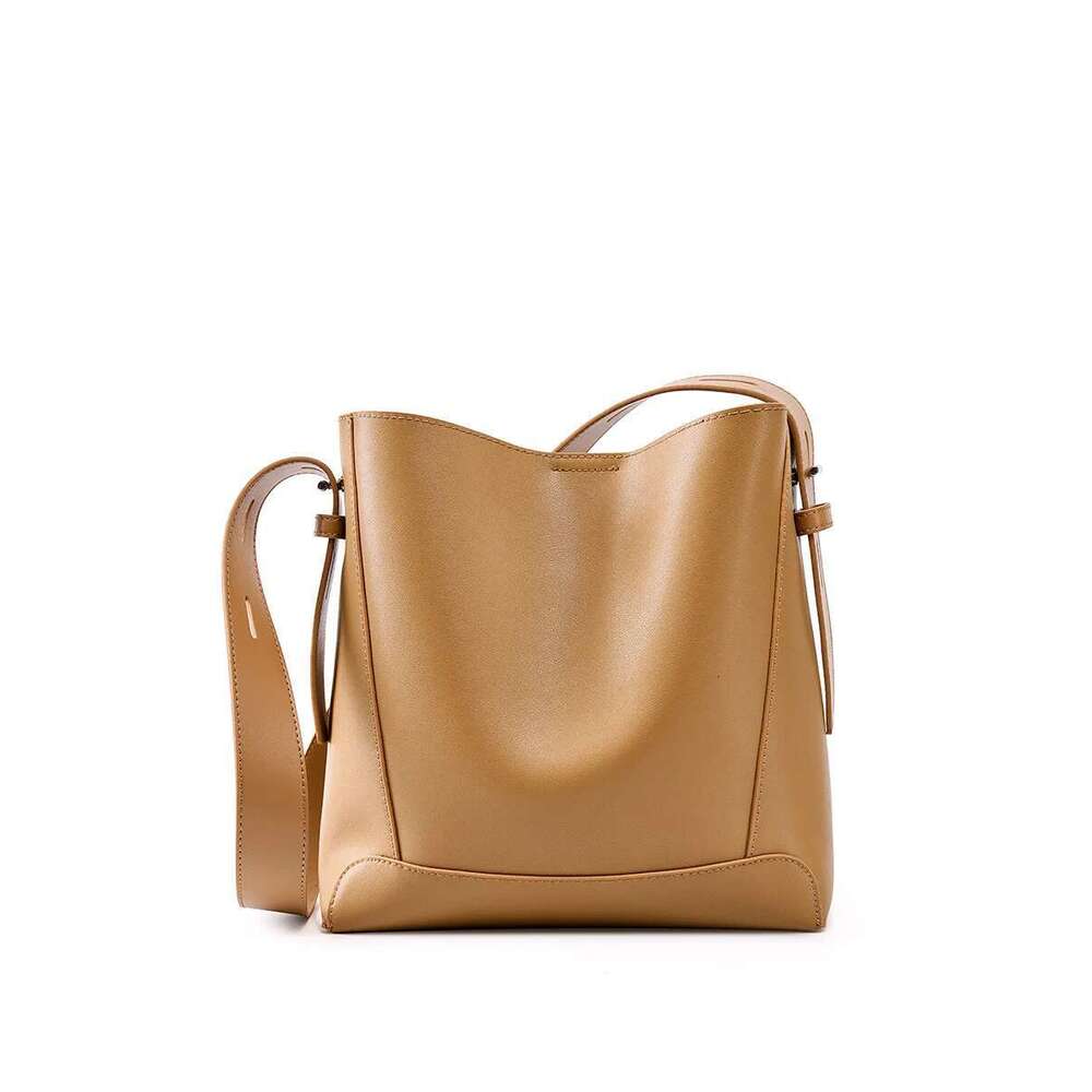 New Genuine Leather Women's Crossbody One Shoulder Large Capacity Bucket Bag