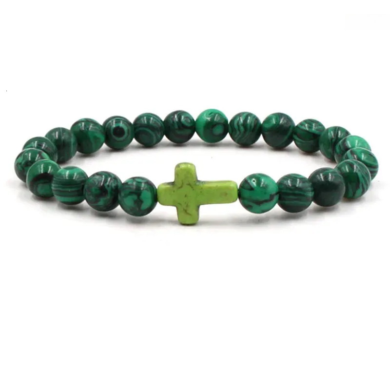 Designer's Green Stone Bead 8 Bracelets, Men's and Women's Hand Crosses, Fashion Jewelry, Elegant and Fashionable, Handmade