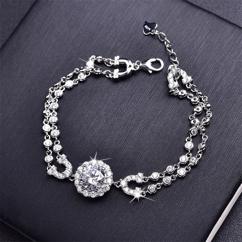 2CT Moissanite S925 sterling silver starry sky bubble bracelet, high-end, light luxury, fashionable and individual rose bubble mat women's bracel