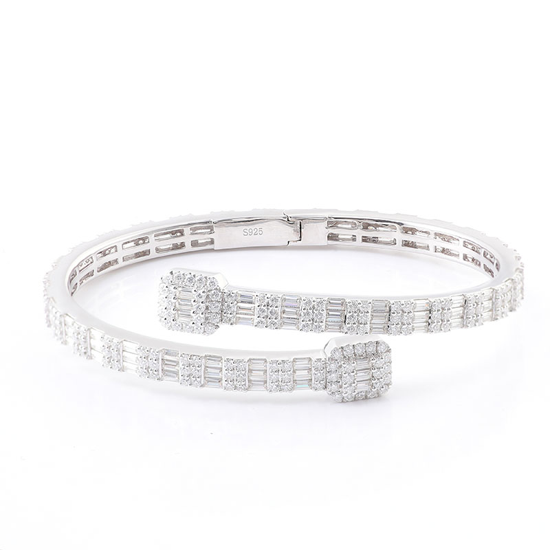 New Arrivals Fashion Men Jewelry 925 Silver Iced Out Hip Hop Jewelry DEF VVS1 Baguette Round Moissanite Diamond Bracelet Bangle Men or Women