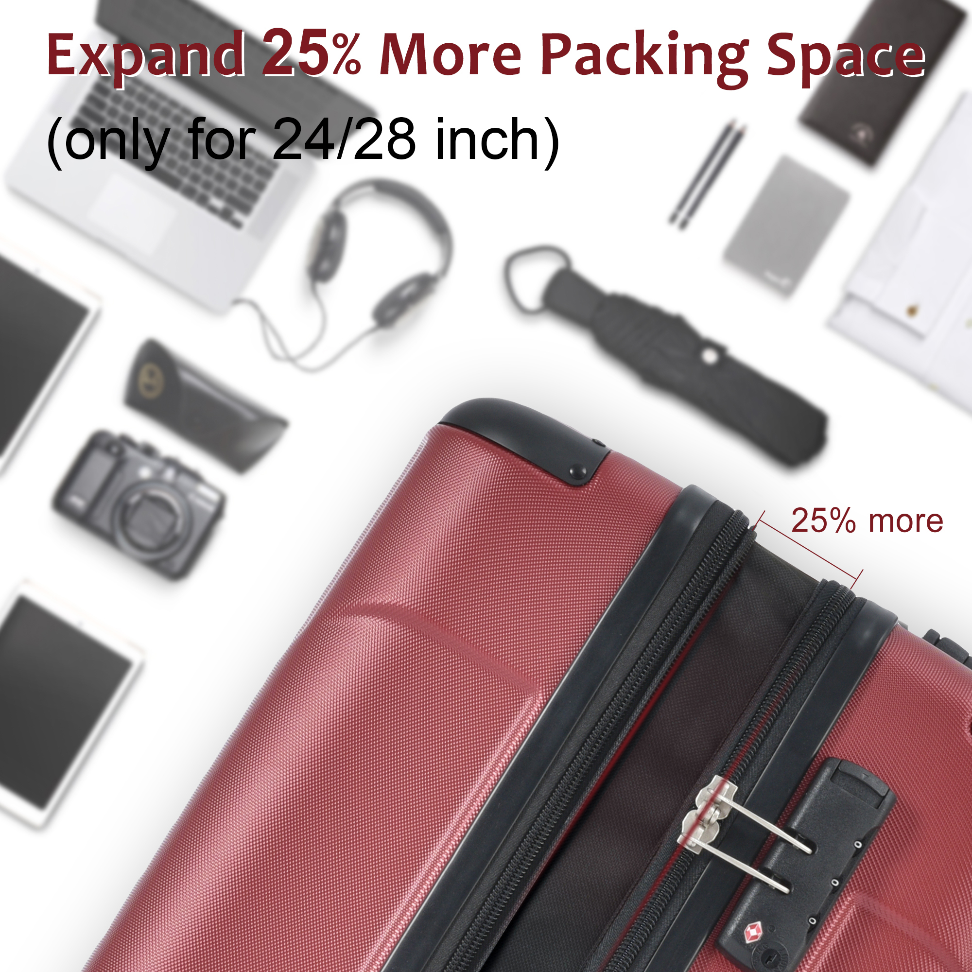 Luggage Sets 3 Piece, Expandable Hard shell ABS Suitcases with Double Spinner, Travel luggage Set with TSA Lock allows for wide luggage travel (20/24/