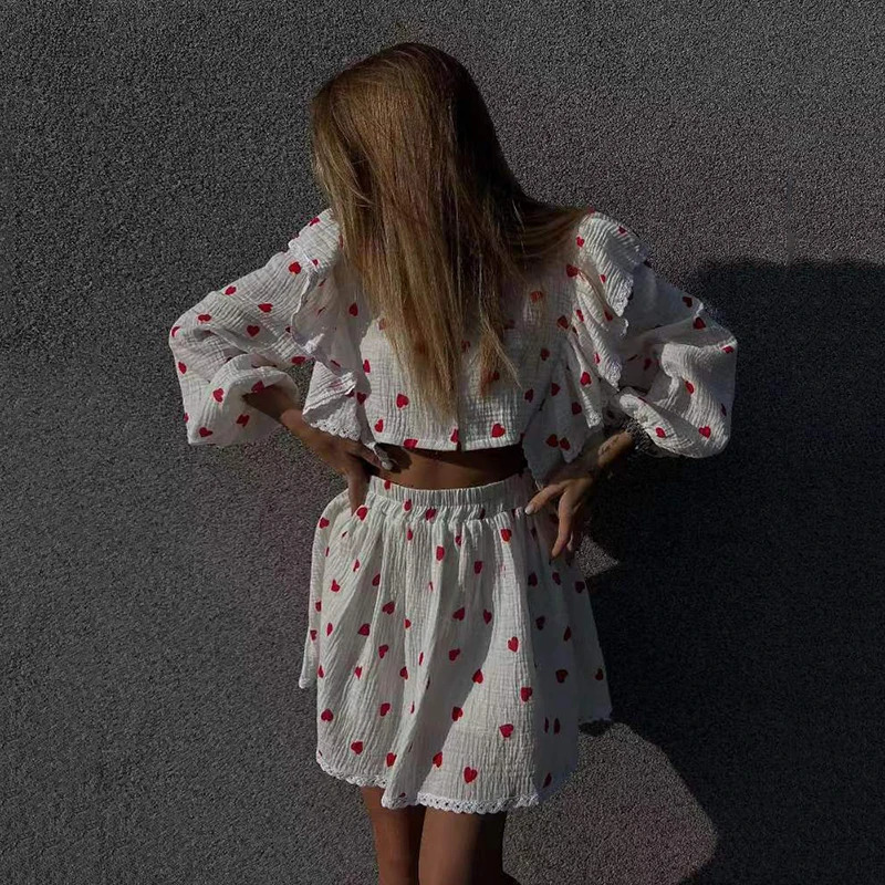 Spring Cotton and Linen Skirts Sets Summer VNeck Single Breasted Tops Mini Skirt Two Piece Ladies Lovely Sweet Suits 250515