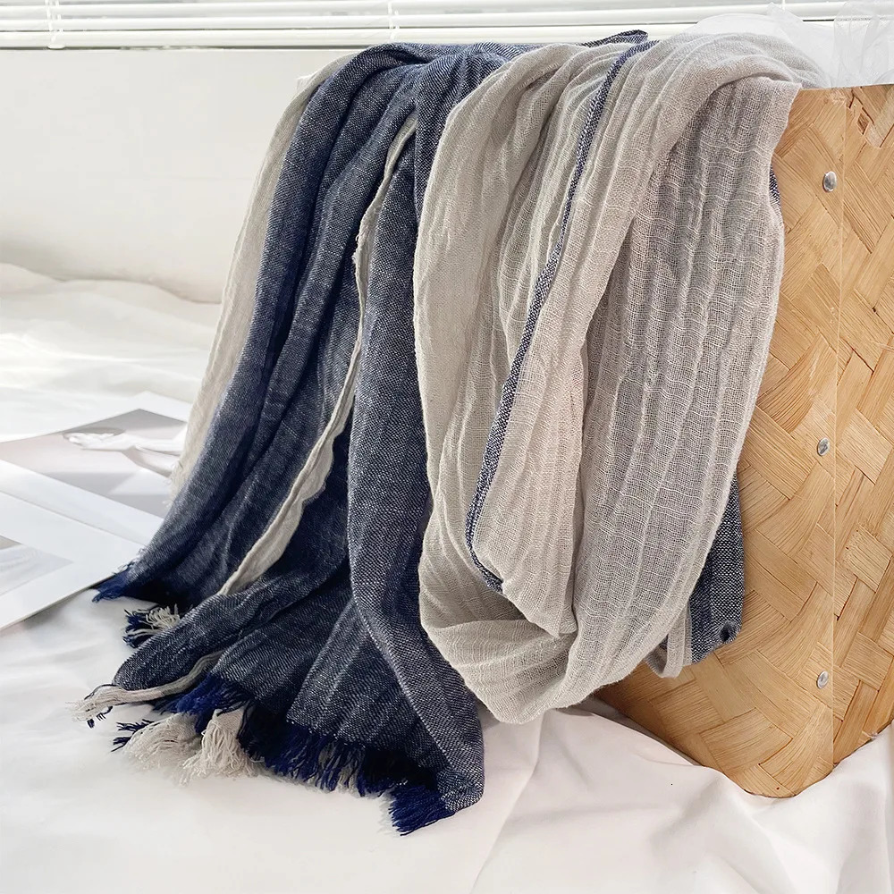Fashion Striped Scarf for Men Cotton Linen Patchwork Scarves Autumn Winter Warm Neckerchief Male Accessories Bufanda Shawl 250514