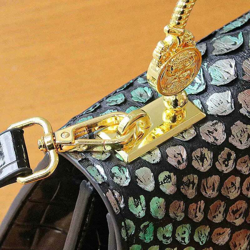 VM FASHION KISS Microfiber Synthetic Leather Women's Handbags Snake Print Shoulder Crossbody Bag Lady Party Messenger Shell Bags