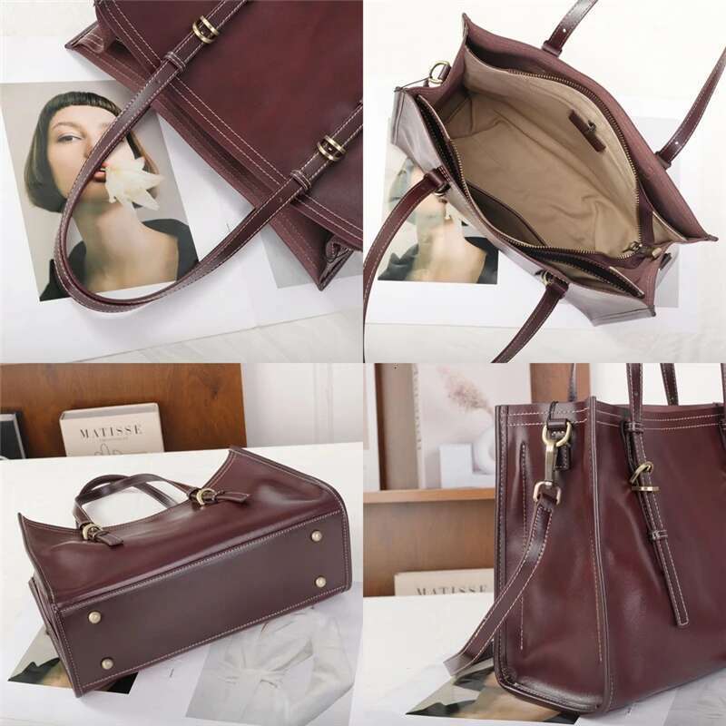 Toptrends 3 Layers Genuine Leather Large Shoulder Bags For Women 2025 Designer Shopper Tote Office Work Ladies Handbags