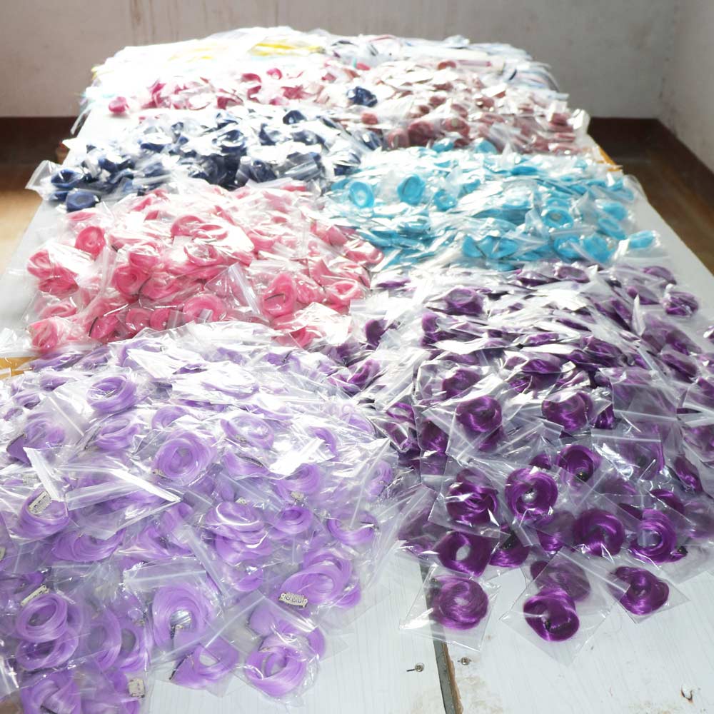 LeeWin 20" 22Pcs Single Color Party Highlights Clip in Hair Extensions Multi-Colors Hair Streak Synthetic Hairpieces 20 Colors in Set Curly Wavy