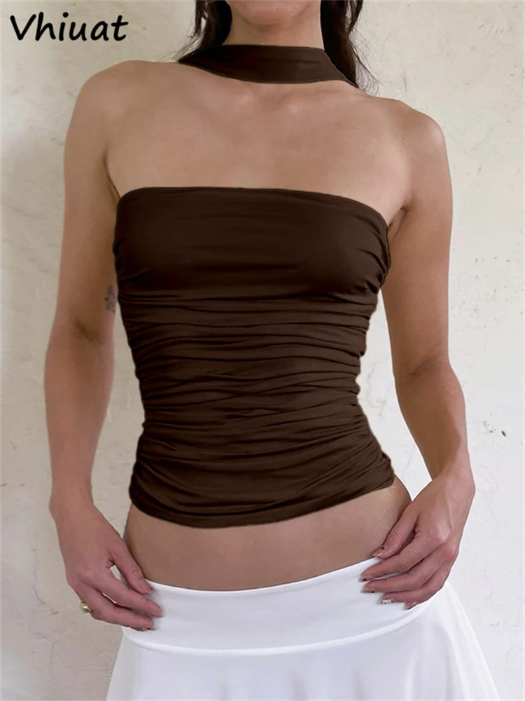 Solid Sleeveless Slim Crop Top Women Clothing Y2K Tube Sexy Off Shoulder Streetwear Summer Corset Strapless Tank Tops 250515