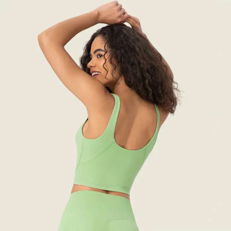 2054-Gym Clothes Women Underwears Yoga Tank Tops Light Support Sports Bra Fiess Lingerie Breathable Workout Brassiere U Back Sexy Vest with Removable 
