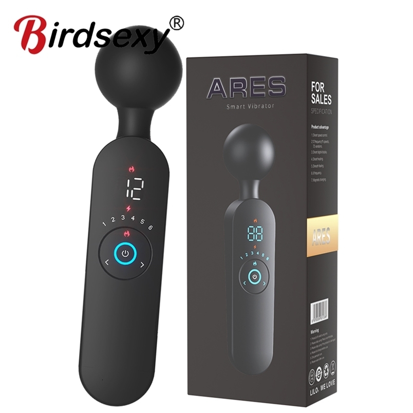 AV Magic Wand Vibrator for Women Clitoris Stimulator Heating Powerful Female Massager Digital Display USB Rechargeable Sex Toy 250410