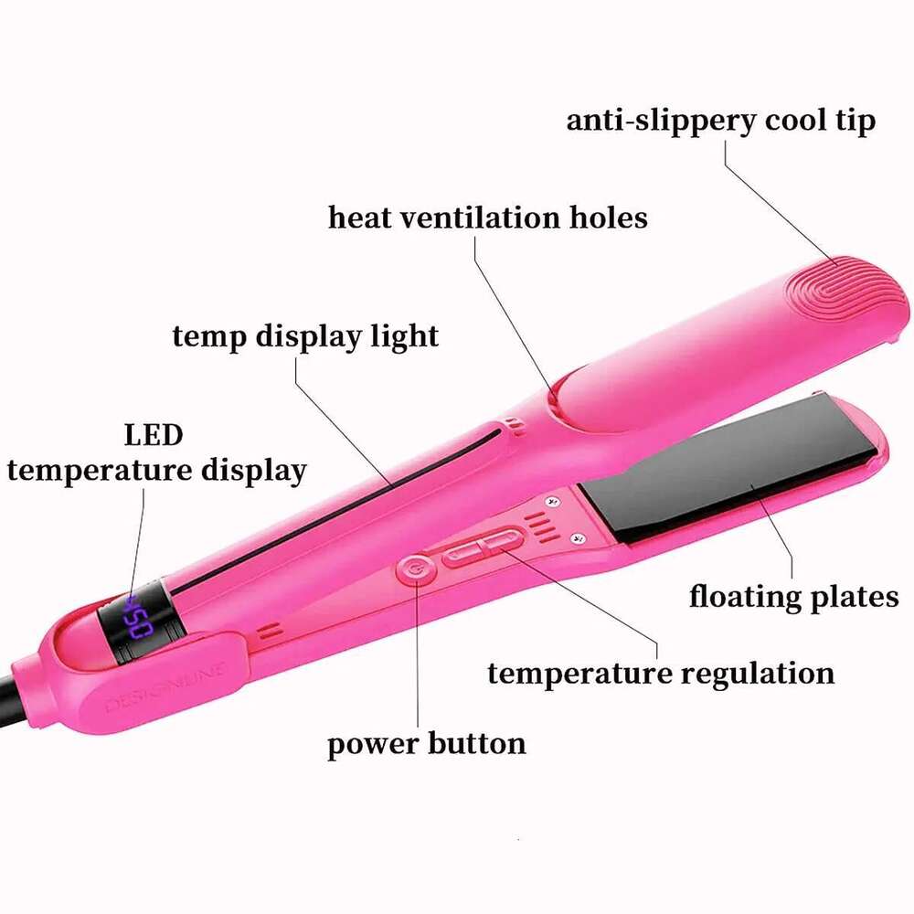 New Infrared Hair Straightener Unique Rose Professional Titanium Flat with LED Display Instant Heating Curling Iron