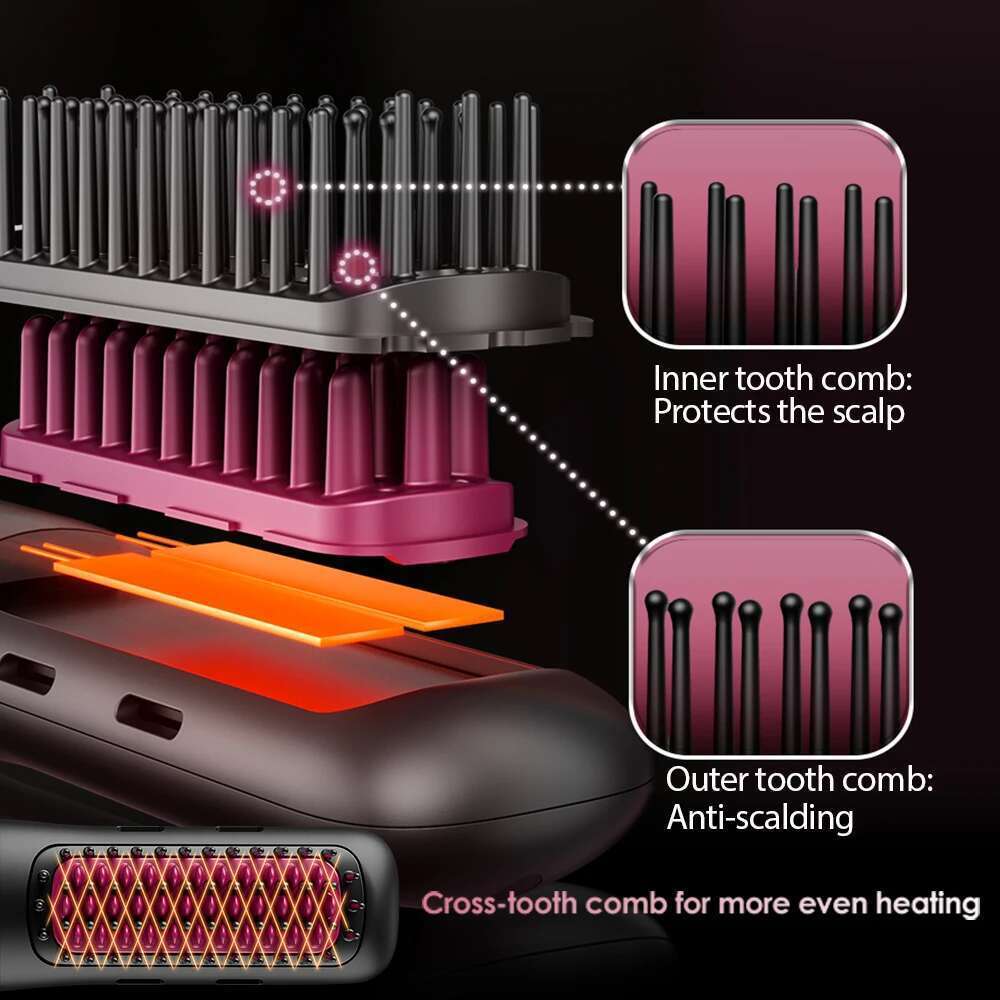 NOVUS cordless with negative ions, 3-speed fast heating, anti-burn hair straightener Christmas gift