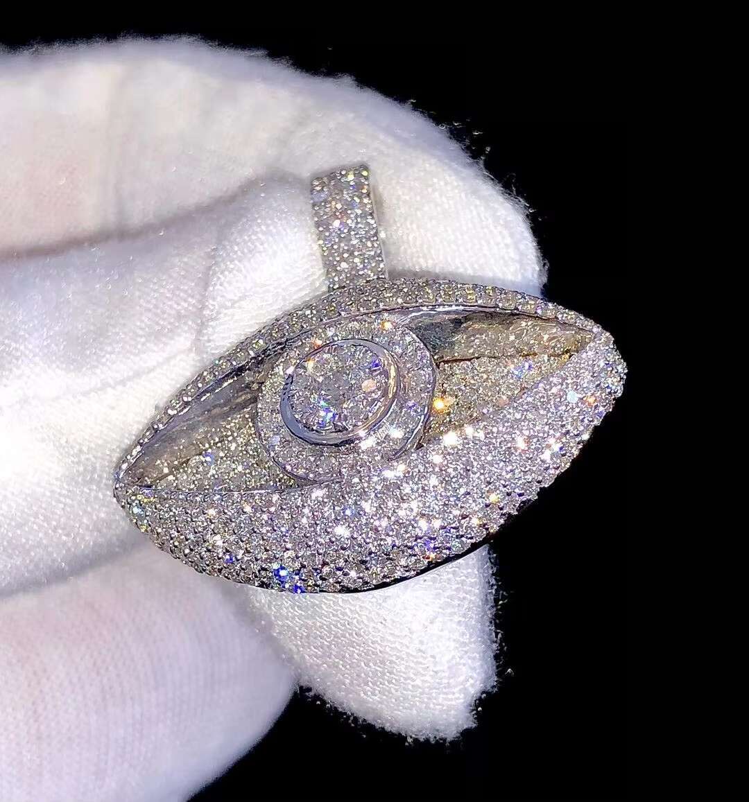 Iced Out Eye VVS Dia Sier Men Hip Hop Pendant Custom Moissanite Necklace