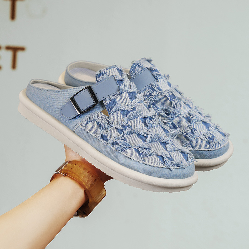 New Baotou Half Drag Casual Comfortable Breathable Color Blocked Fashion Flat Casual Shoes Heel Versatile Daily Men S Slippers Ddmysaturn