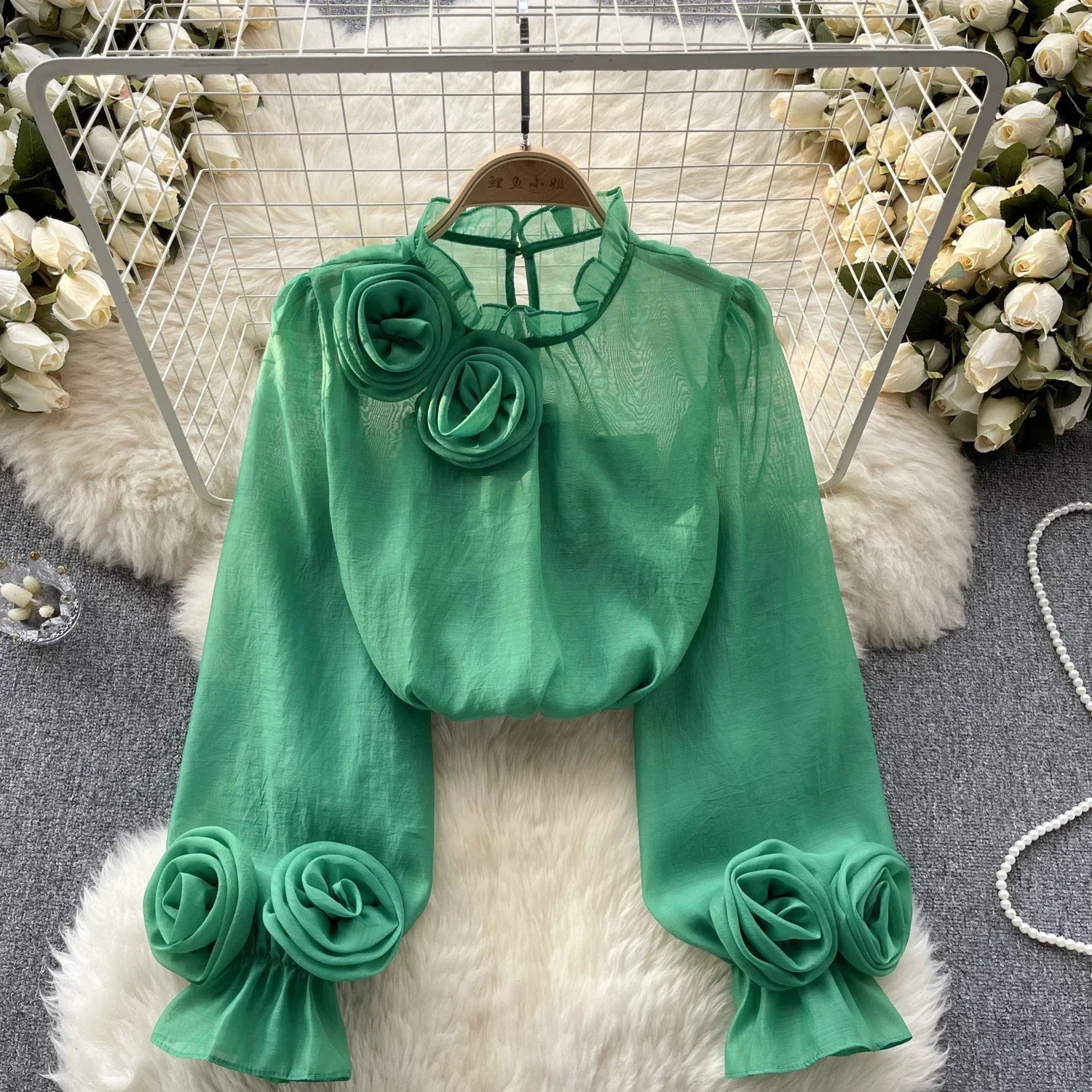 Womens Lantern Sleeve Ruffle Chiffon Blouse Summer Fashion Slim Loose Vacation Ladies Y2K Casual Chic Tops 250515