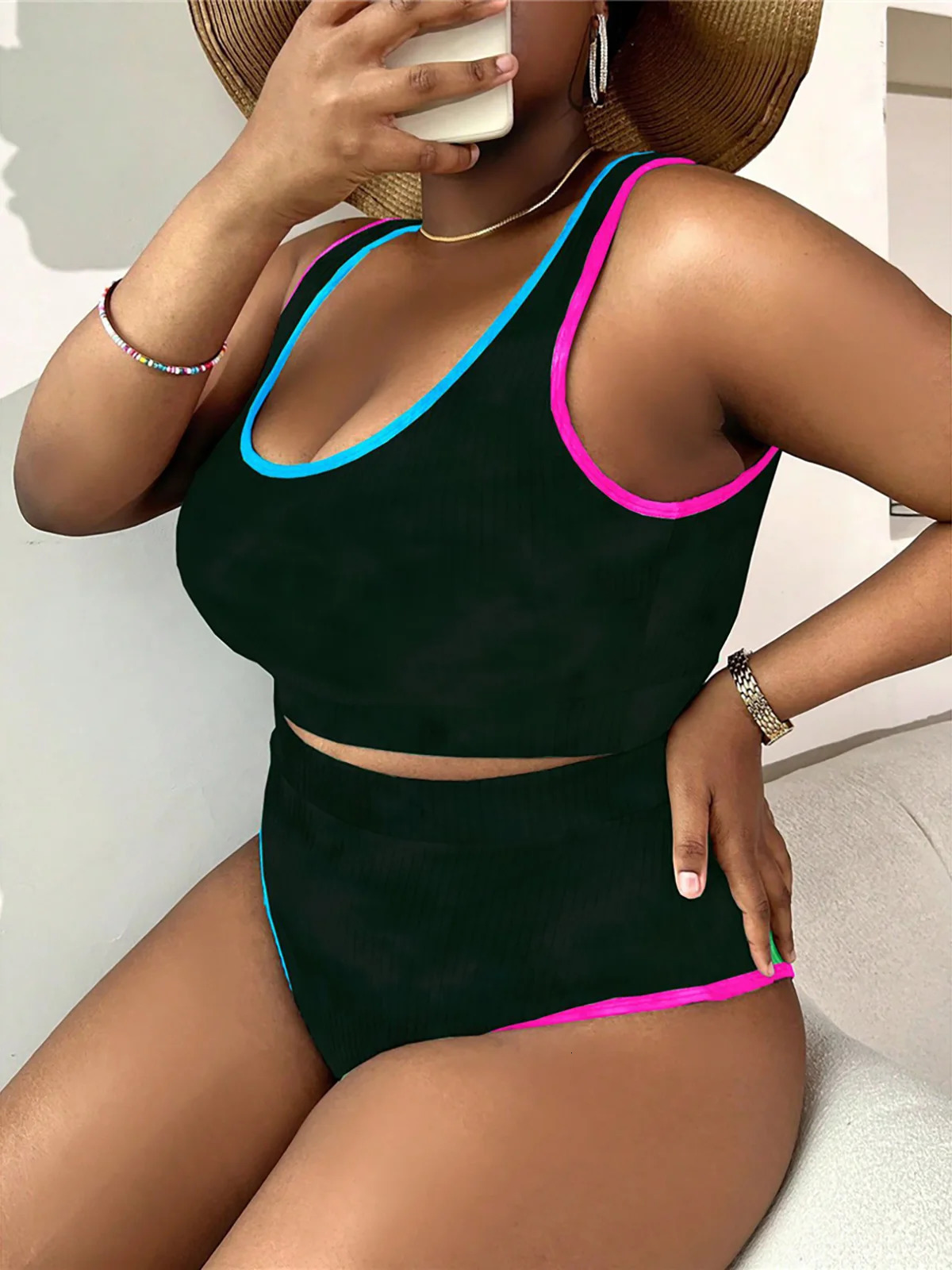 0XL - 4XL Tie Dye Bikini Large Size Swimwear Plus Size Women Swimsuit Female Two-pieces Bikini set Bather Bathing Suit K5948 250515