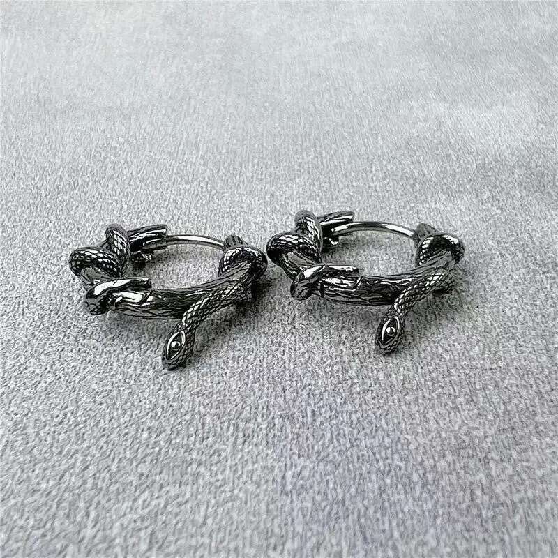 New Punk Wind Style Xiao Snake Surrounding Tree Vine Personalized Hip Hop Design Earrings and Accessories