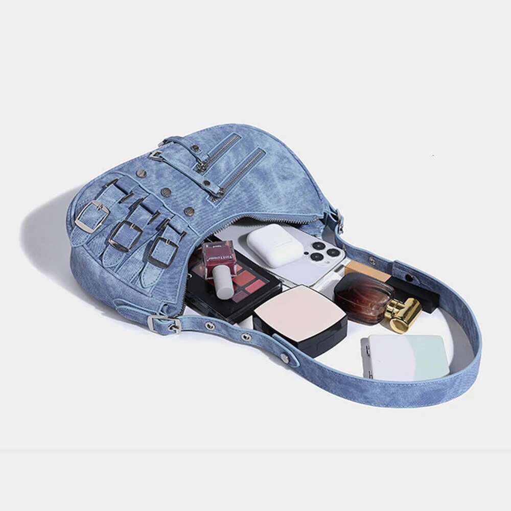 Y2k Vintage Armpit Shoulder Underarm Tote Bag Ladies Sling Bags Leather Rock Girls Zip Purses Casual Women Handbags