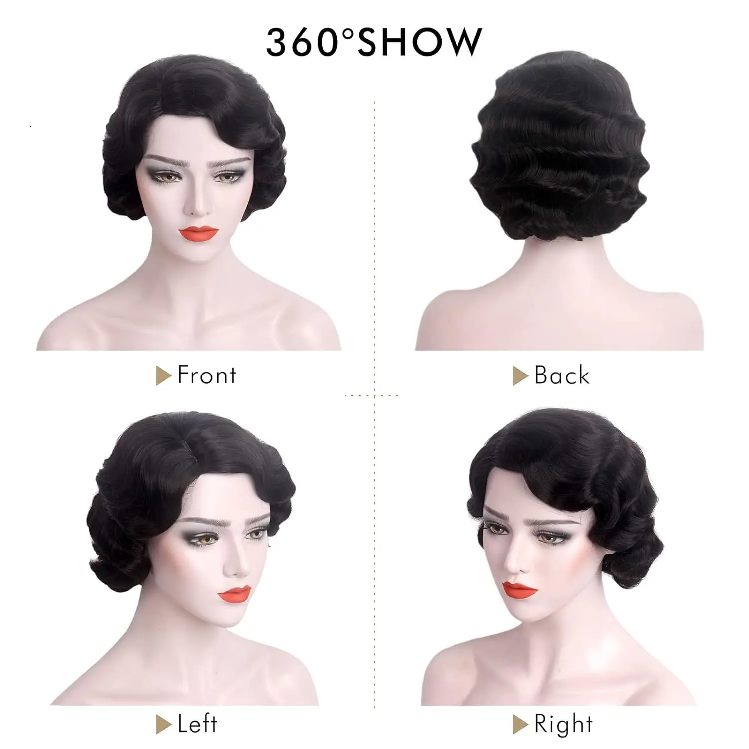 Synthetic 1920s Wig for Women Short Finger Wave Party Natural Hair Full Halloween Retro Cosplay Party Daily Costume Flapper Wig 250512