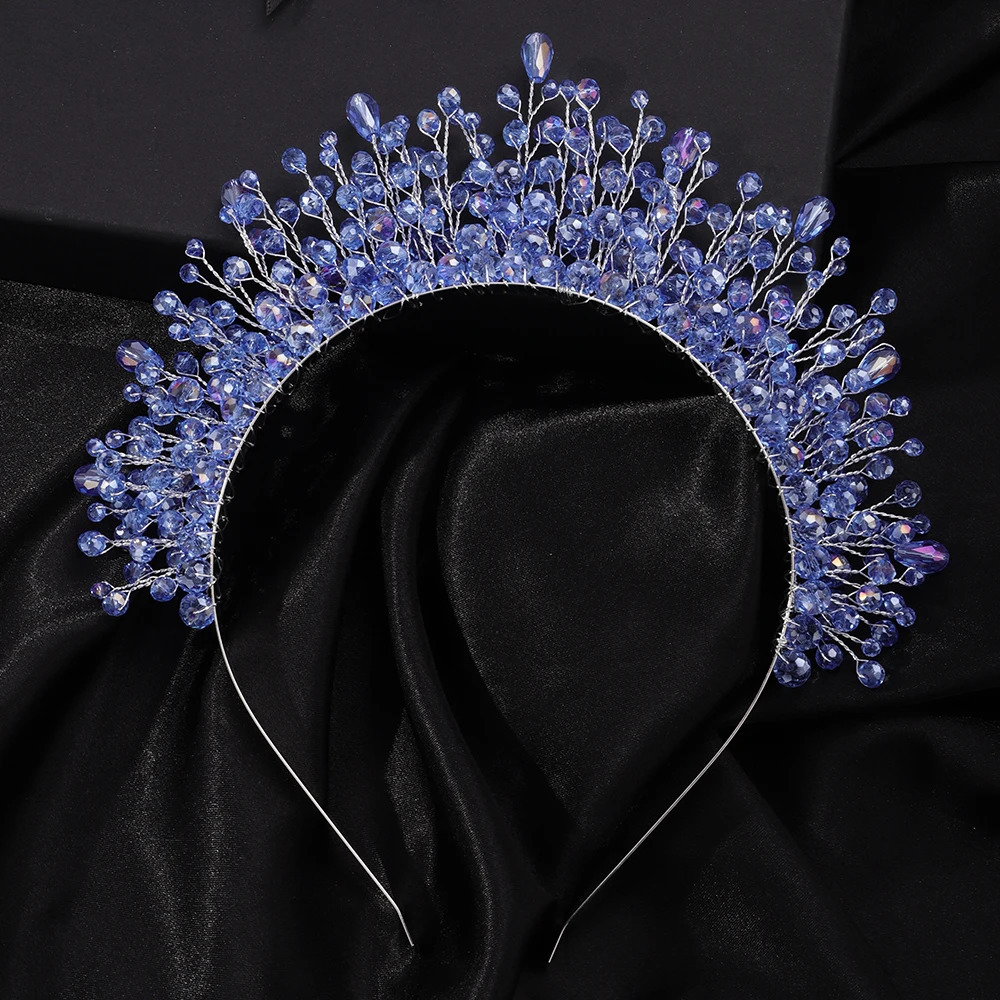 9Colors Crystal Bridal Crown Headband Silver Diamonds Crystal Brides Headpiece Handmade Party Wedding Hair Accessories 250509